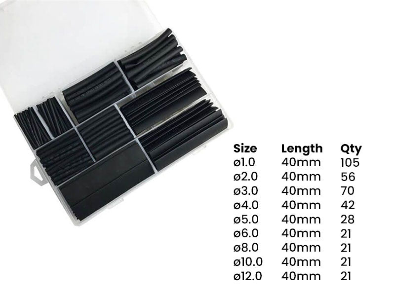 Heat Shrink Tube Kit | Black or Multi-Colour Assorted - Kuriosity