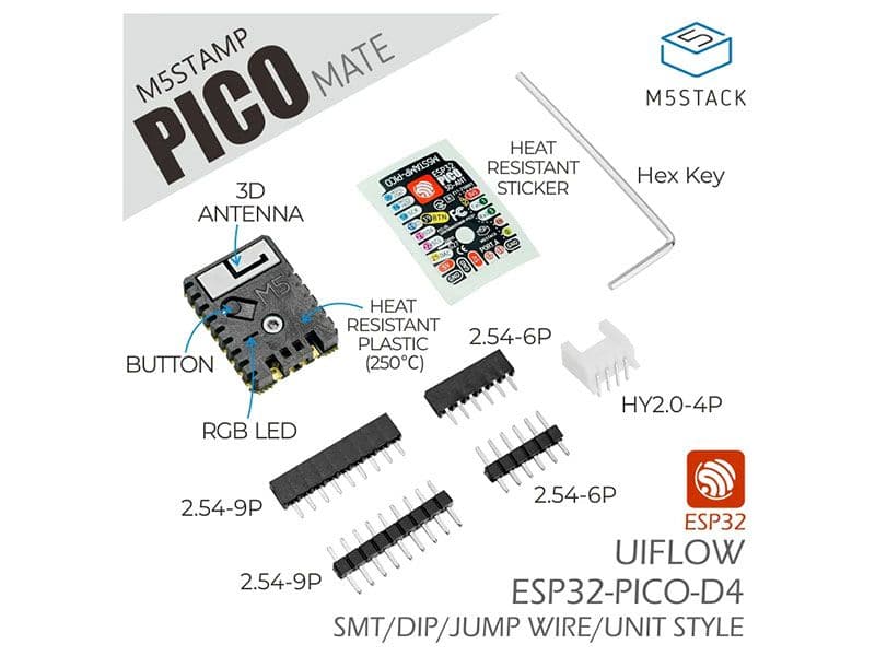 M5Stamp Pico Mate | ESP32-PICO Compact WiFi Module - Kuriosity