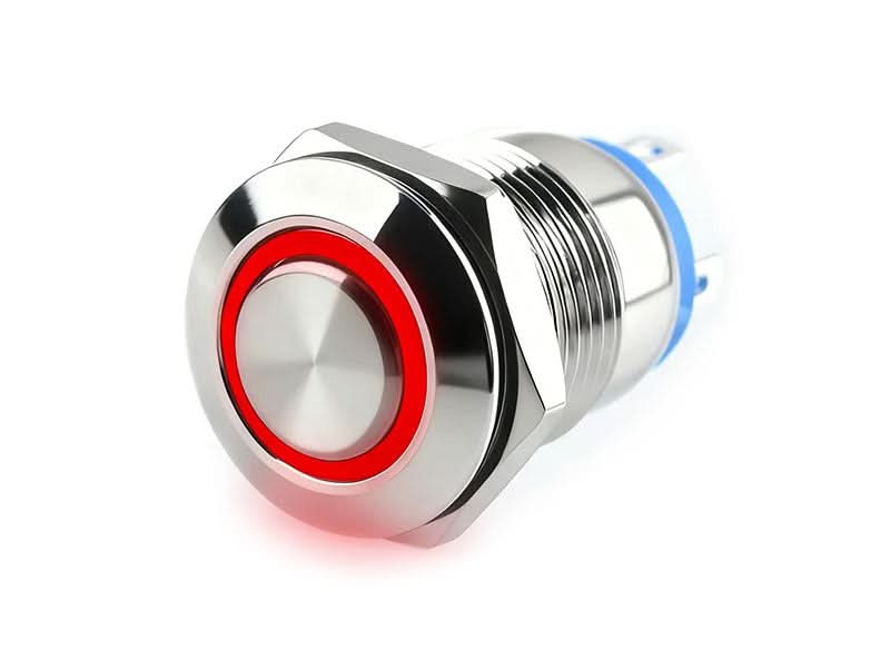 Push Button Metal 12mm Momentary Red Green Blue - Kuriosity
