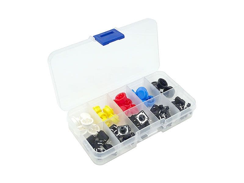 Push Button 12mm Kit 25pcs | 5 Colour Caps Arduino - Kuriosity