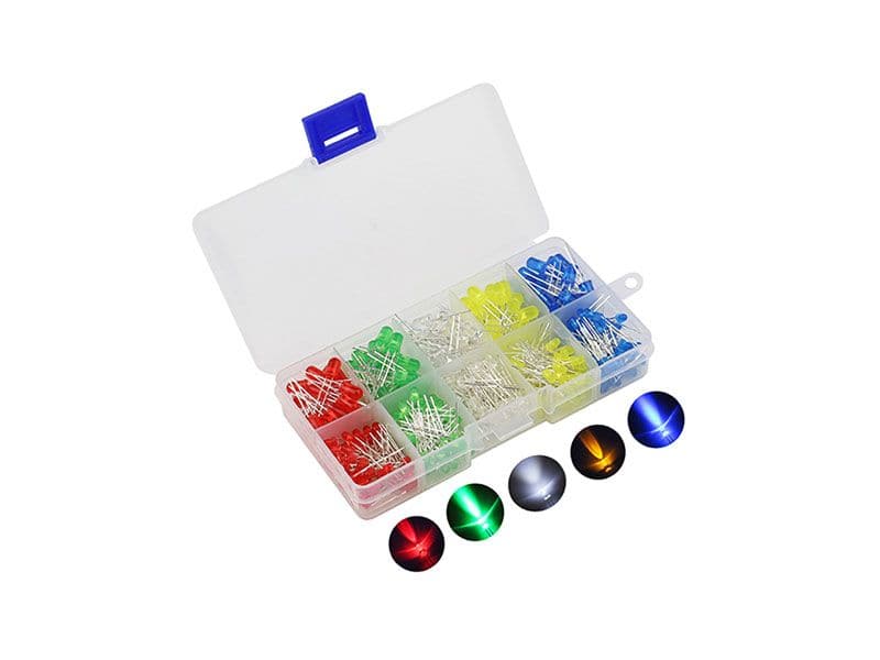 LED Kit 5mm 3mm 100pcs | Red Yellow Green White Blue - Kuriosity