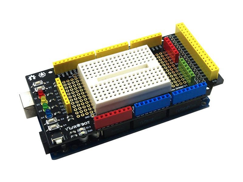 Prototype Shield Arduino Mega | Breadboard LEDs Buttons - Kuriosity