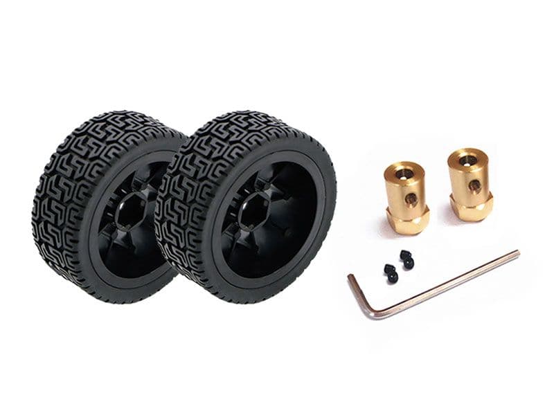 65mm Robot Wheel 2pcs | 5mm 6mm Motor Shaft Adapter - Kuriosity