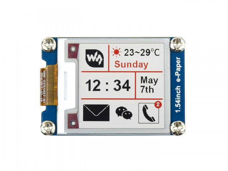 E-Ink Display Module 1.54 inch Three Colours 200x200 - Kuriosity