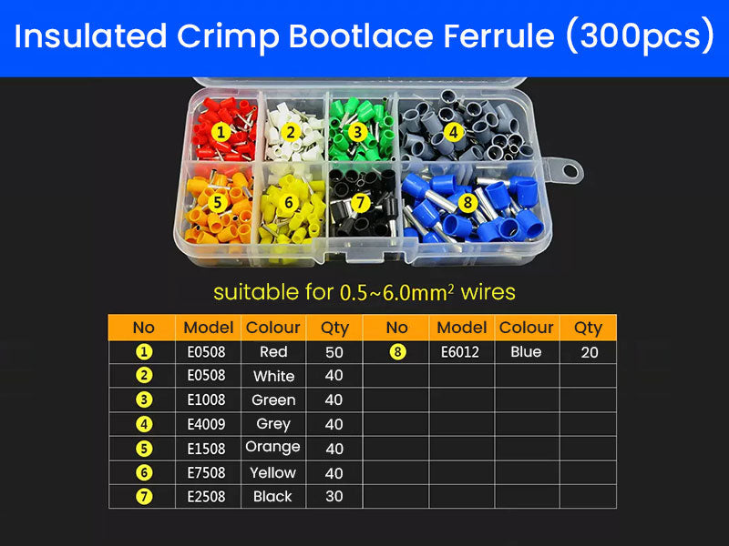Insulated Crimp Bootlace Ferrule 300pcs - Kuriosity