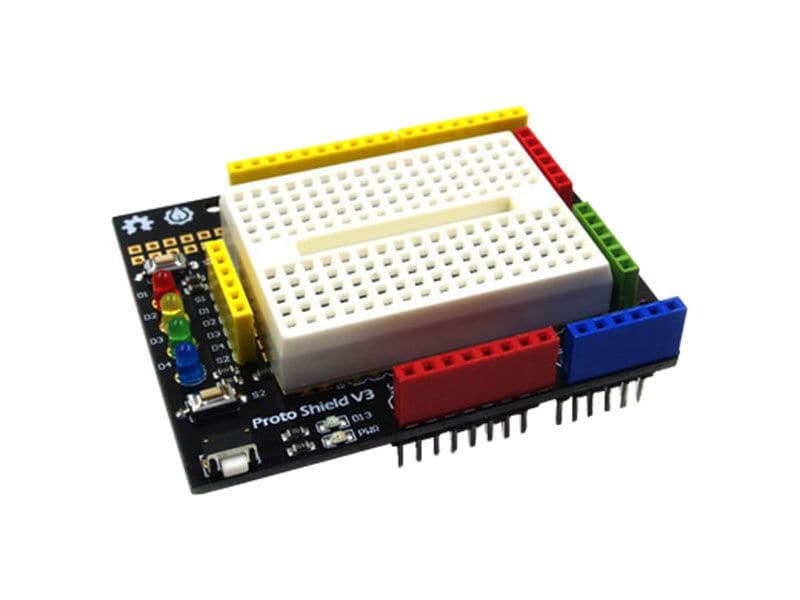 Prototype Shield for Arduino Uno | Mini Breadboard LEDs - Kuriosity