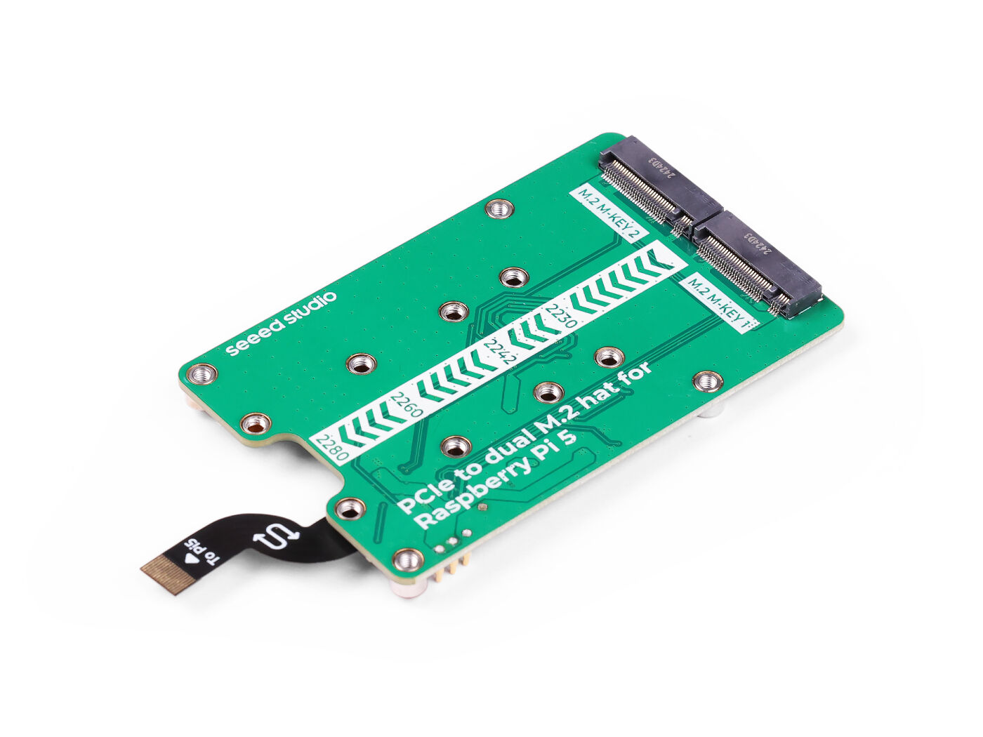 PCIe 2.0 naar dual M.2 HAT voor Raspberry Pi 5