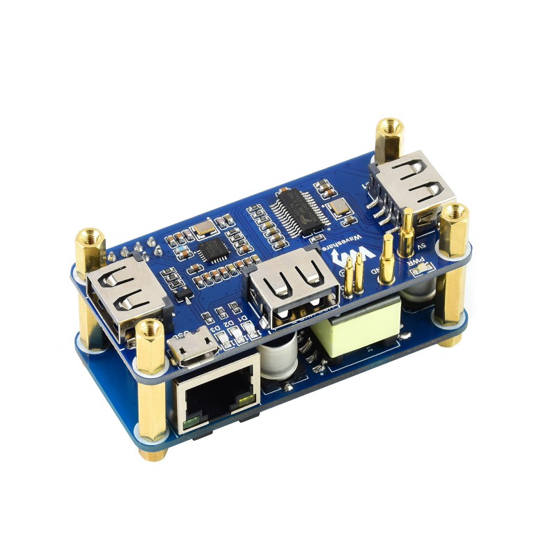 PoE Ethernet / USB HUB HAT voor RPi Zero