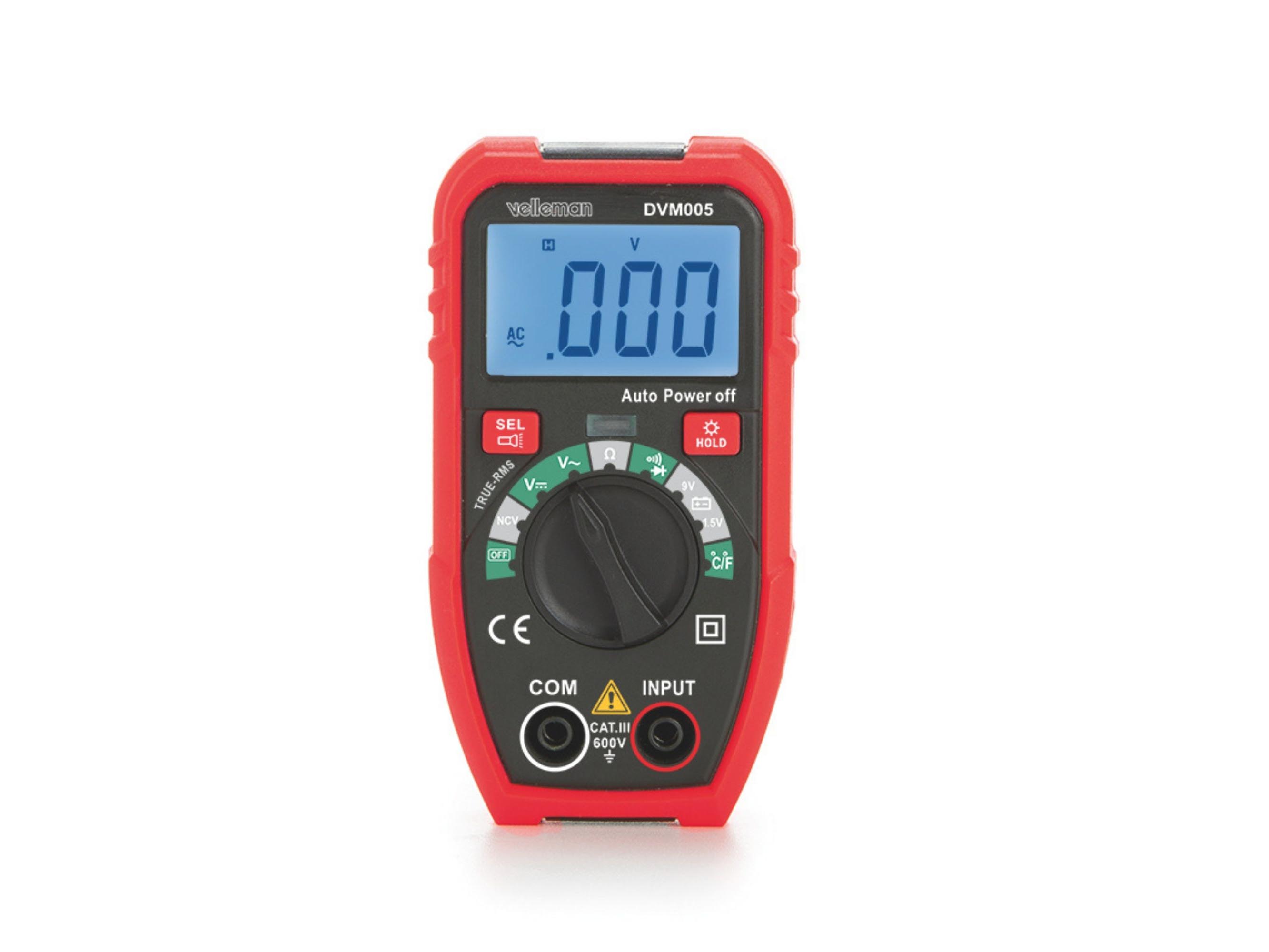 Kleine Robuuste Digitale Multimeter CAT III 600V - 7 Functies - DVM005