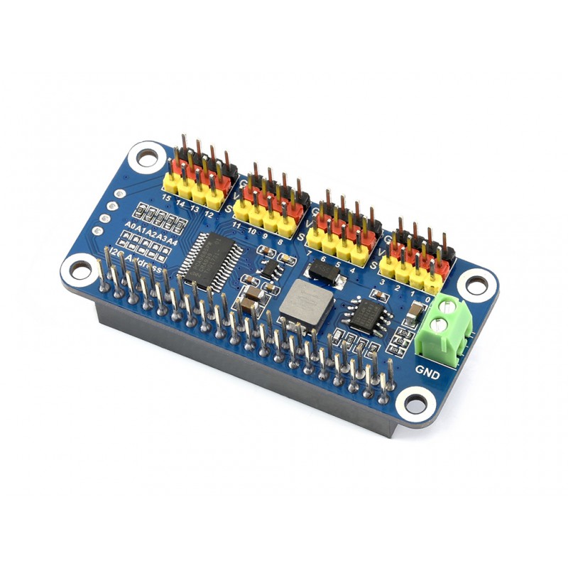 Servo Driver HAT for Raspberry Pi - 16ch - 12-bit - I2C