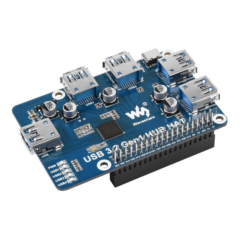 USB Hub Hat for Raspberry Pi - 4 x USB 3.2 Gen1 port