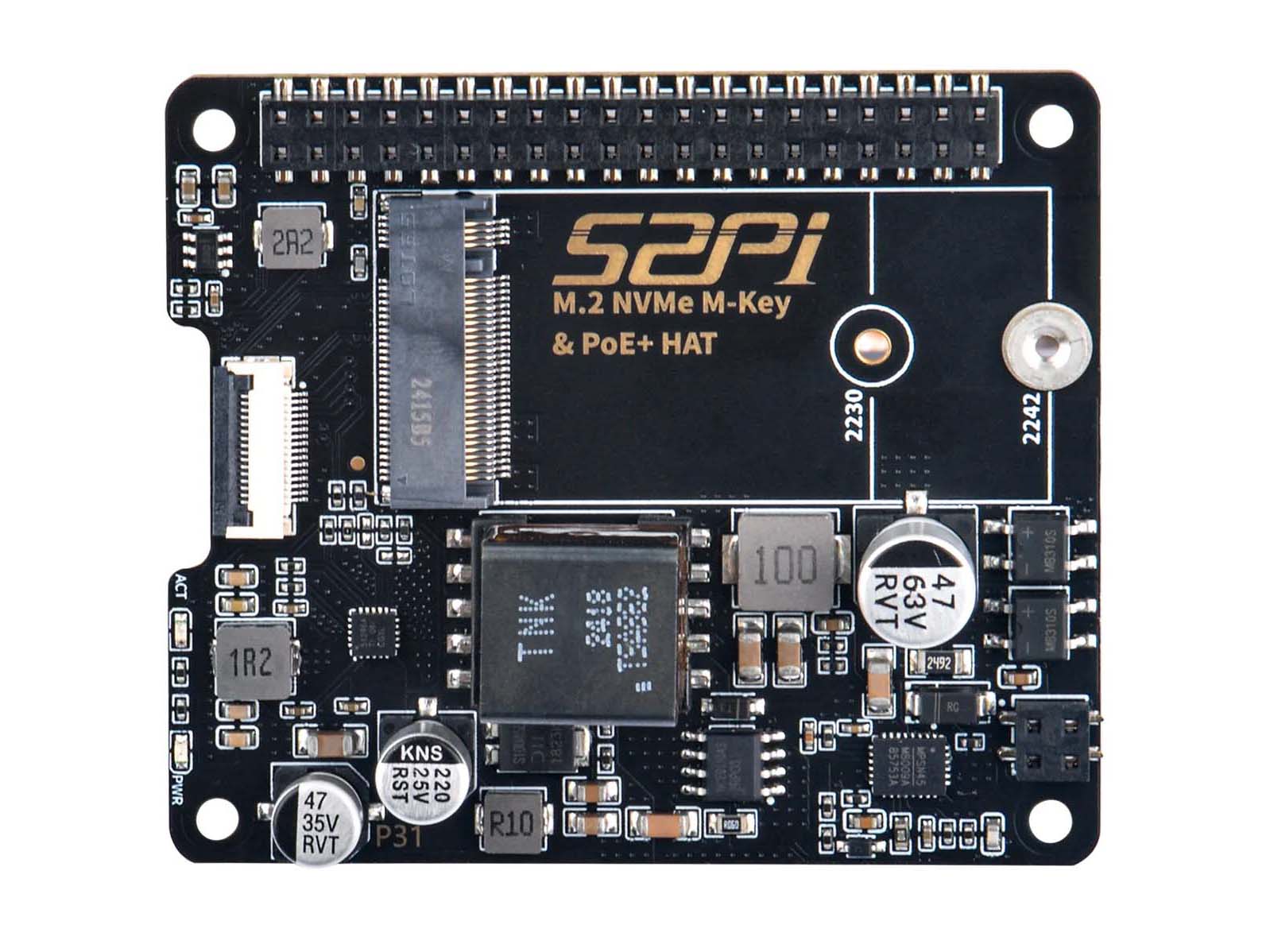 M.2 NVME M-Key en PoE+ HAT voor RPi5