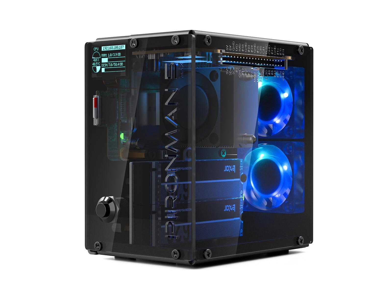 Pironman 5 MAX NVMe Dual M.2 SSD Mini PC Behuizing