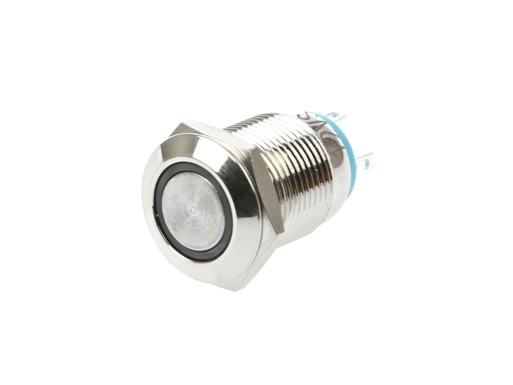 12mm Metalen Drukknop met LED - Puls - Blauw - 12V