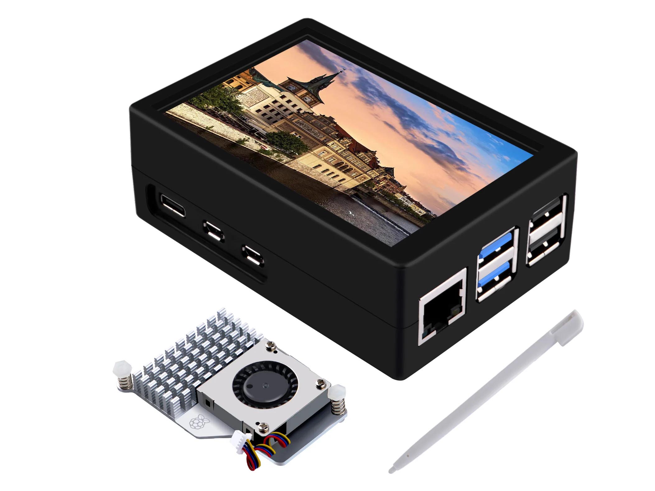 3.5 Inch 480x320 display met ABS case en actieve koeler