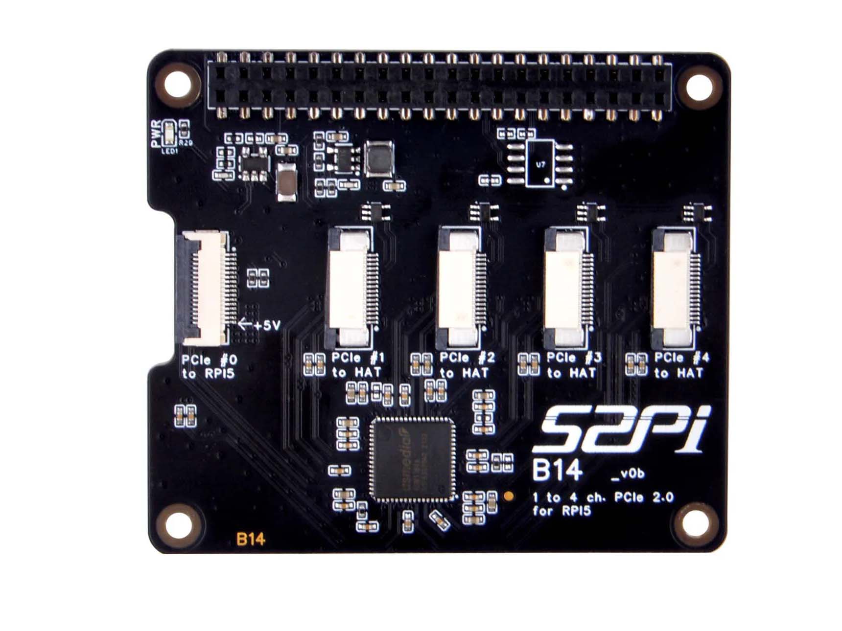 Viervoudige PCIe HAT voor RPi5