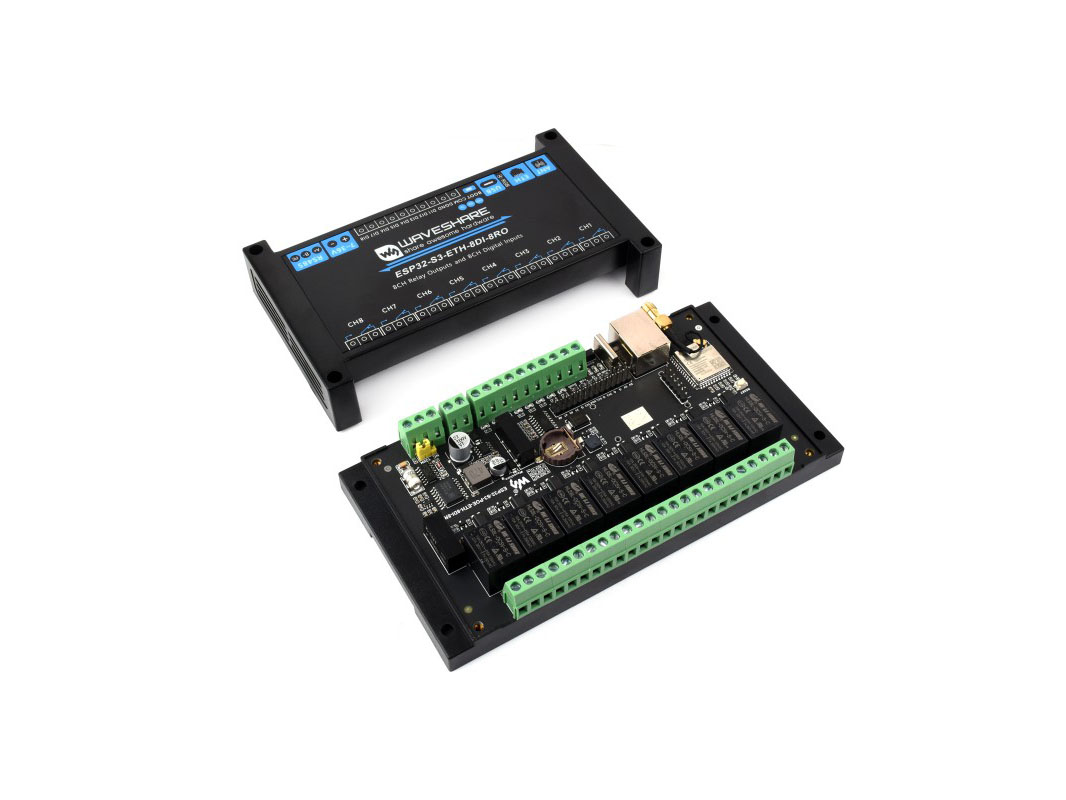 Waveshare Industriële 8-kanaals ESP32-S3 WiFi Relaismodule met PoE en CAN
