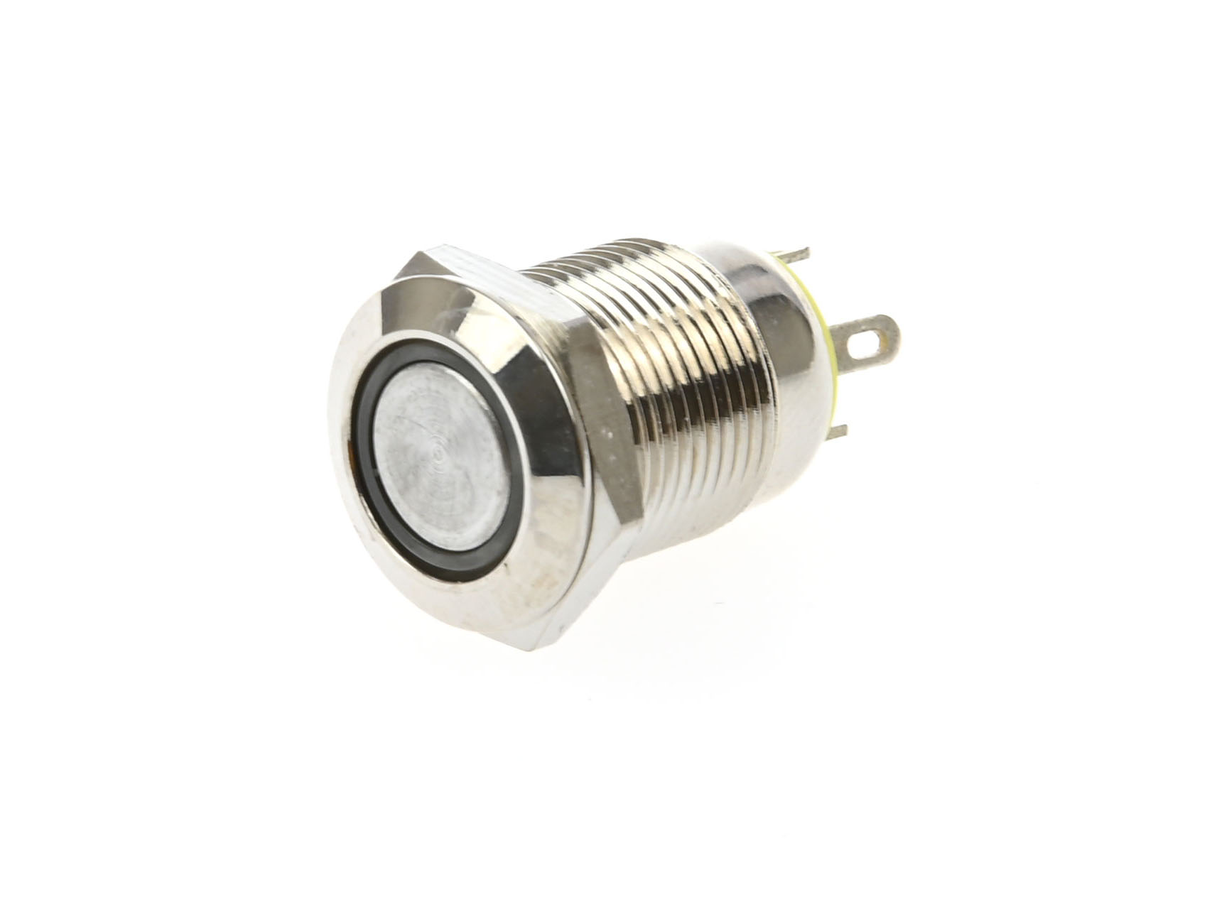 12mm Metalen Drukknop met LED - Puls - Geel - 12V