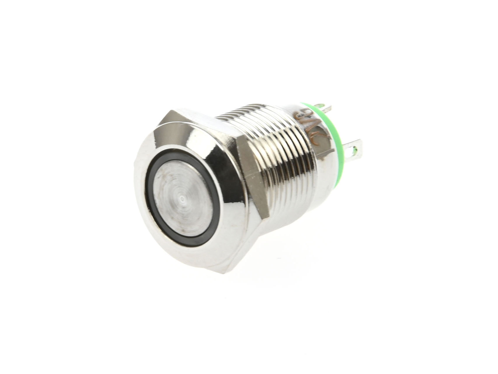 12mm Metalen Drukknop met LED - Puls - Groen - 12V