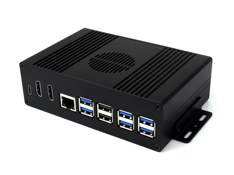Industriële Aluminium Behuizing voor RPi 5 met PCIe naar 4 x USB3.2 Gen1 adapter