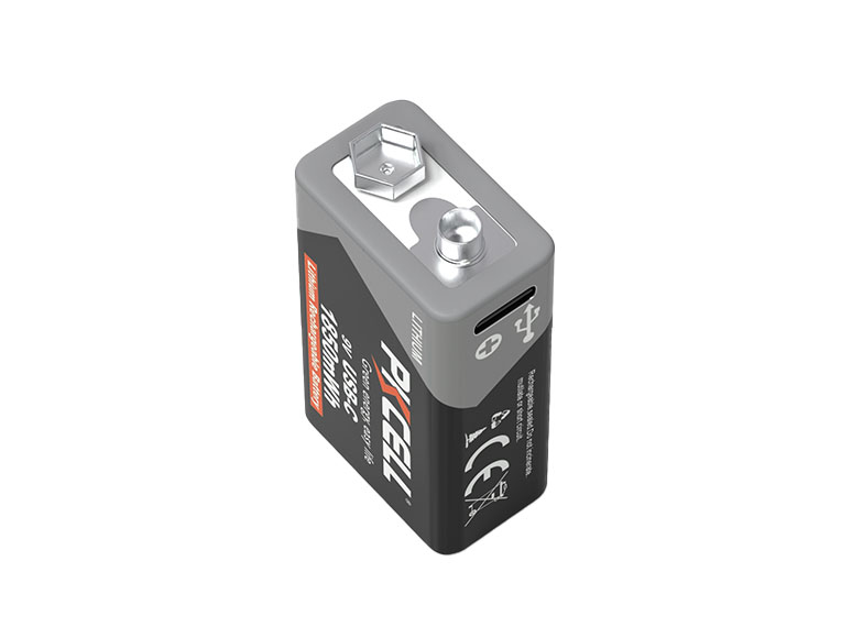 PKCELL USB-C Oplaadbare 9V Lithium Batterijen 1850mWh (Set van 2)