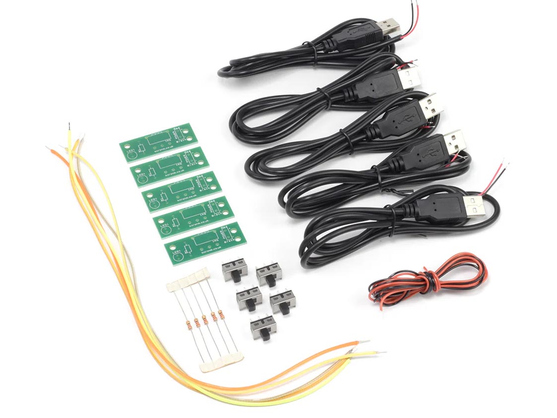 Kitronik Flexibele LED Noodle Filament USB lamp kit - 5 stuks