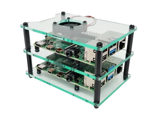 Stapelbare behuizing met ventilator voor Raspberry Pi