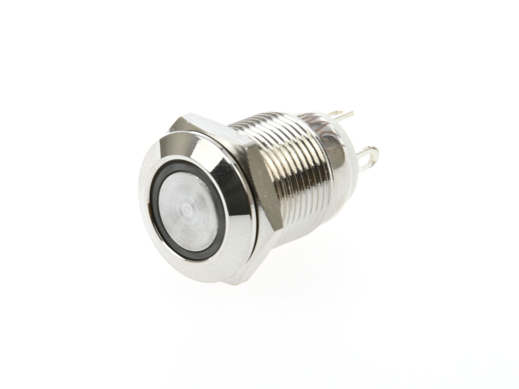 12mm Metalen Drukknop met LED - Puls - Wit - 12V