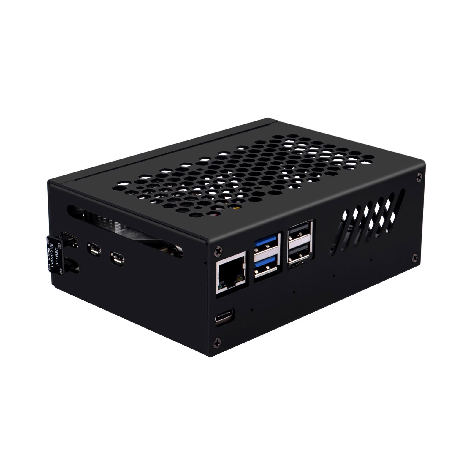 Behuizing met 4-voudig M.2 NVMe-uitbreidingsboard voor RPi 5