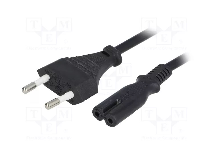 Netkabel CEE 7/16 naar IEC C7 1,5m Zwart