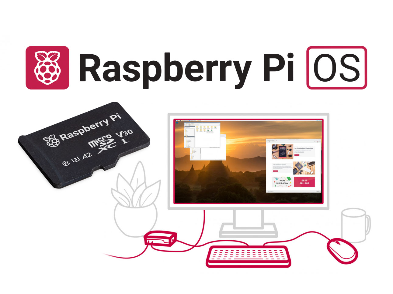 128GB microSD met Raspberry Pi OS