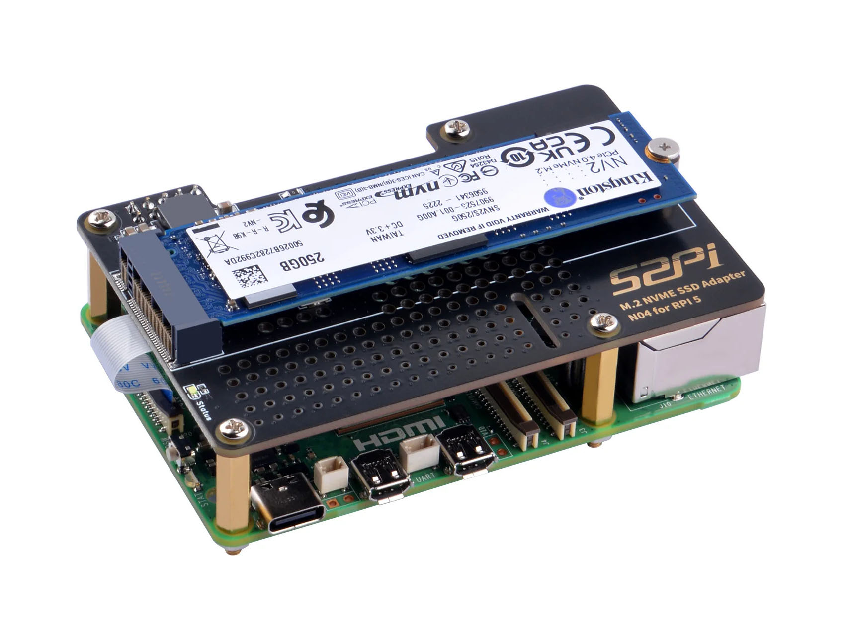 N04 M.2 2280 PCIe naar NVMe Top Uitbreiding voor RPi 5