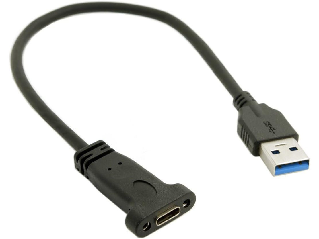 USB-C Paneelmontage Verlengkabel USB-C Vrouwelijk naar USB-A Mannelijk 30cm