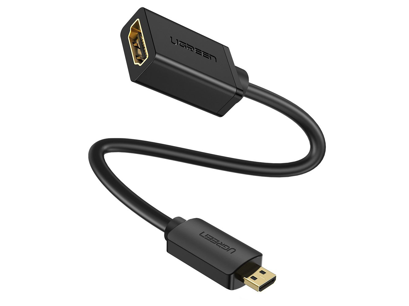 Micro-HDMI naar HDMI Female kabel - Zwart - 200mm