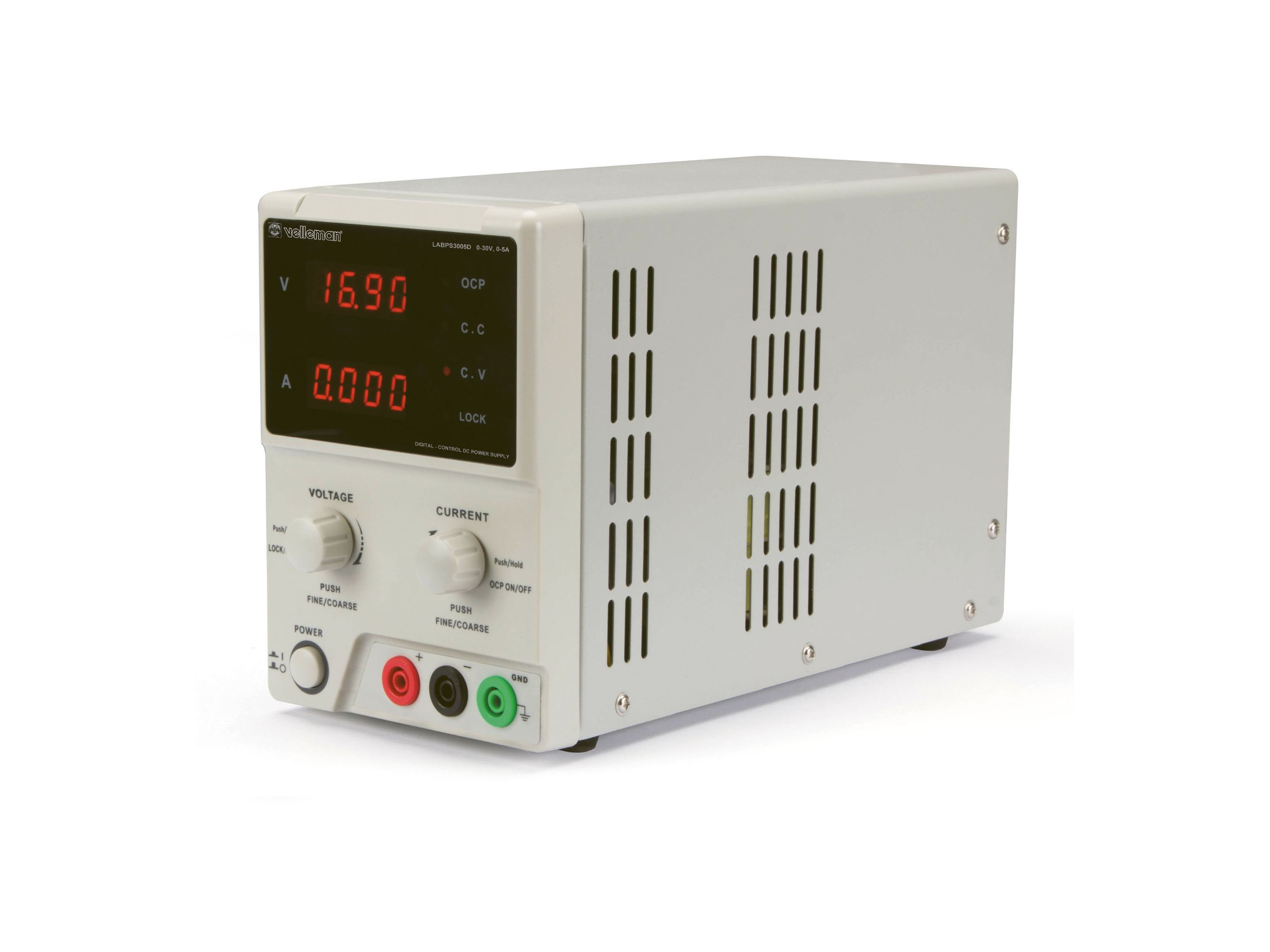 DC Laboratoriumvoeding 0-30VDC 0-5A met Dubbele LED Display