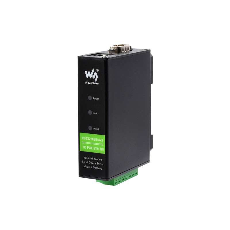 RS232/485/422 naar RJ45 Ethernet Module met PoE - DIN-rail