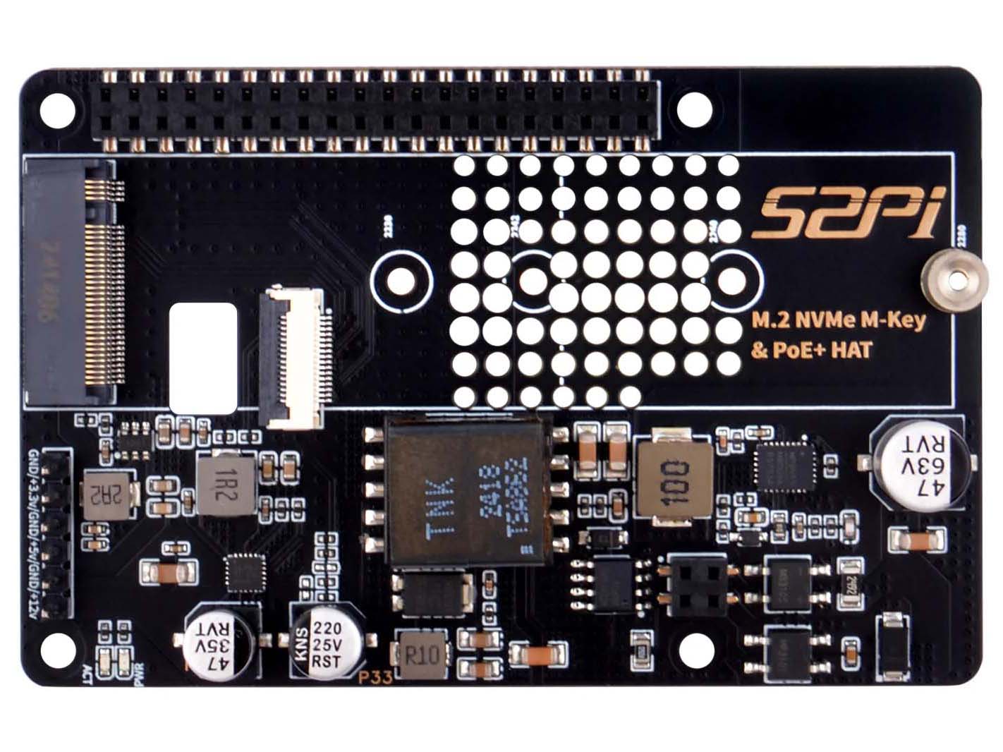 M.2 NVME M-Key 2280 en PoE+ HAT voor RPi5