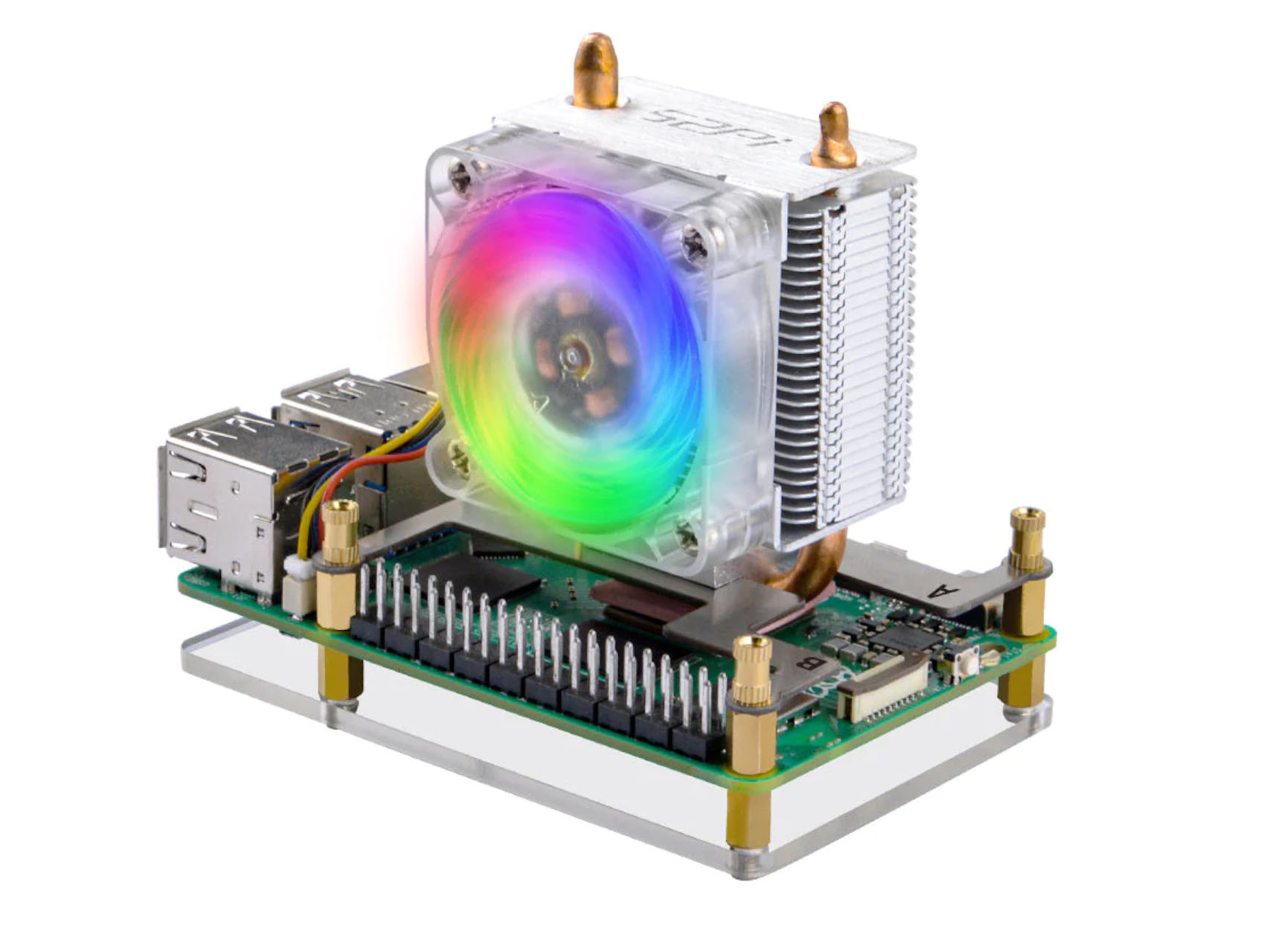 ICE-Tower Cooler met RGB LED voor RPi 5