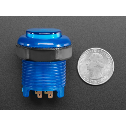 Bouton arcade avec LED - bleu translucide 30mm