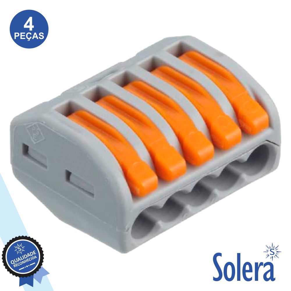 Ligador Torix 5 Condutores 2,5-4mm 4x wago SOLERA