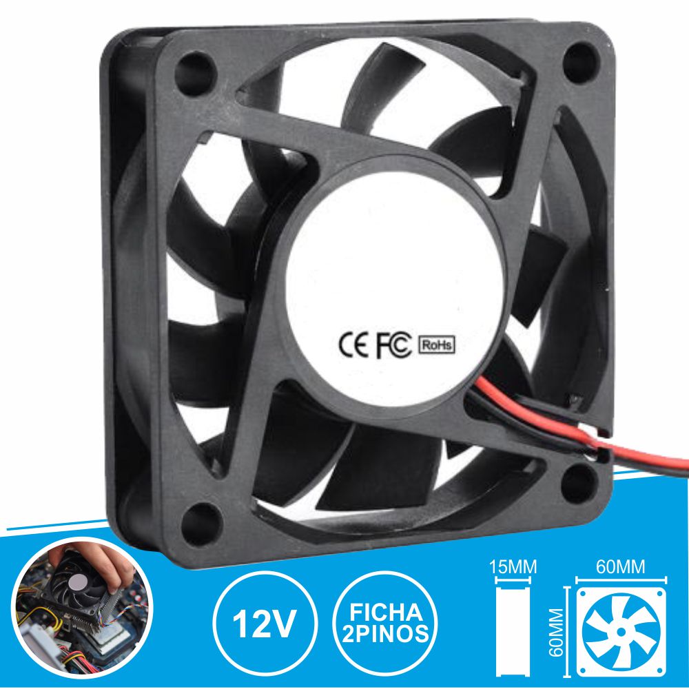 Ventoinha 12V 60X60X15Mm Ficha 2 Pinos