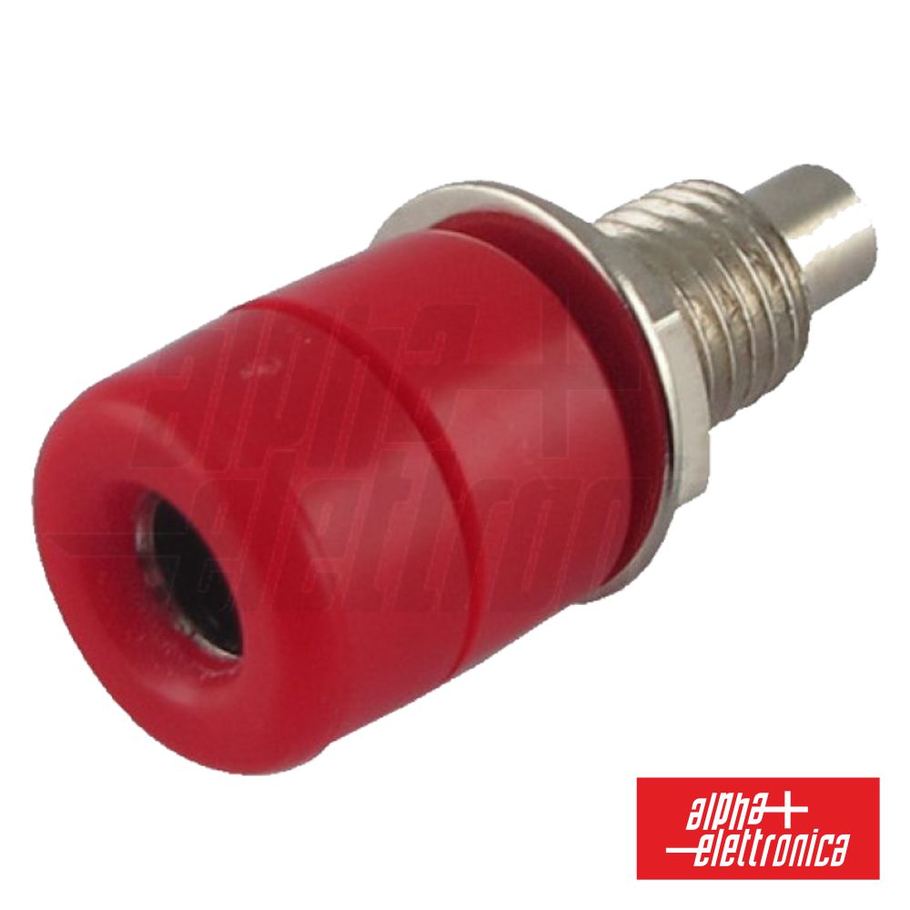 Ficha Banana Fêmea Painel Terminal Rosca 4mm Vermelho