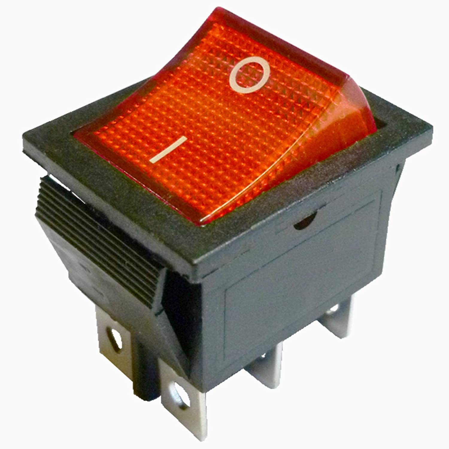 Interruptor 22 x 30 mm, 6 pinos 250 V CA 16 A 125 V CA 20 A luz vermelha