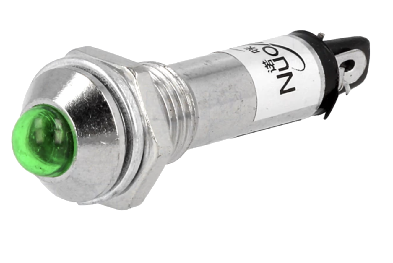 Indicador led verde 24VDC Ø8,2mm IP40 metal