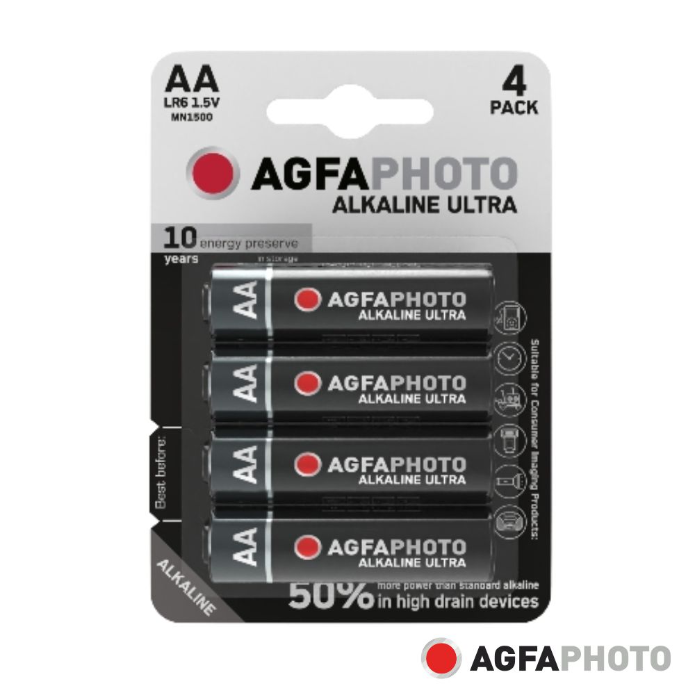 Pilha Alcalina LR6/AA 1,5V 4x Blister ULTRA AGFAPHOTO