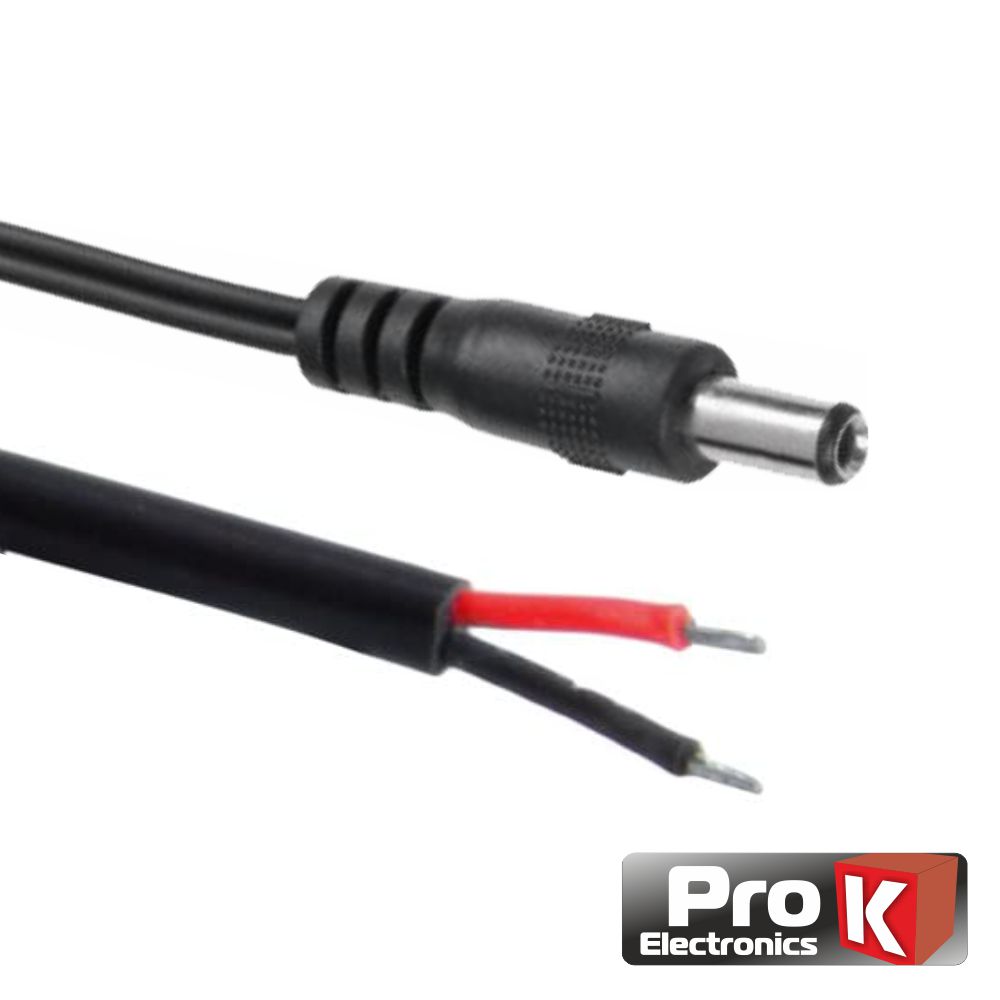 Ficha Alimentação DC Maco 5,5x2,1mm C/ Cabo 270mm PROK