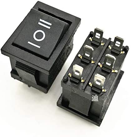 Interruptor basculante, 6 terminais, 3 posições ON/OFF/ON SPDT 6 A 250 V/10 A 125 V