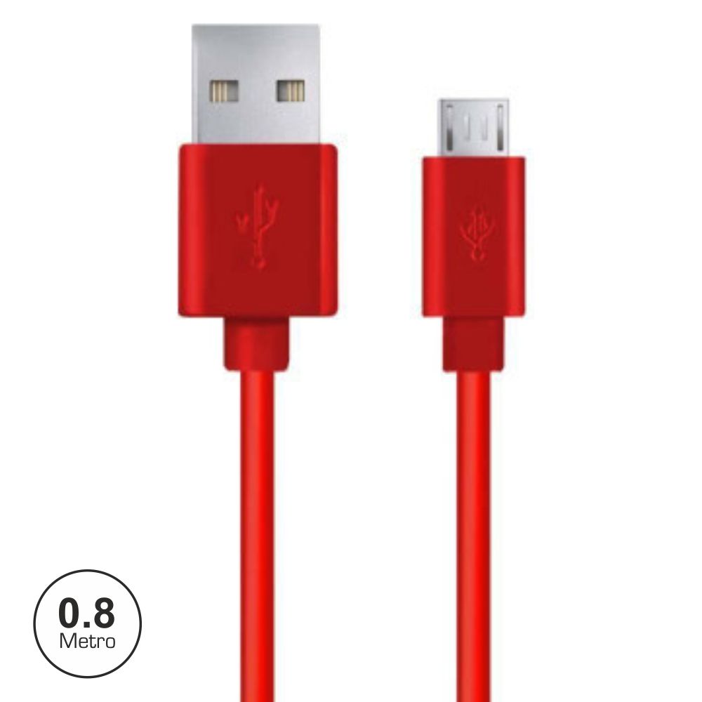Cabo USB-A 2,0 Macho / Micro USB-B Macho 0,8m Vermelho