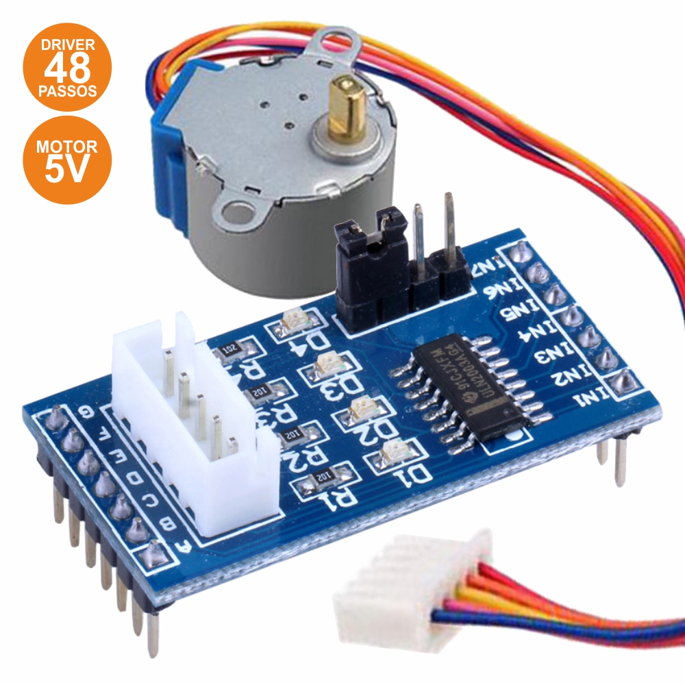 Motor Passo A Passo 5V C/ Controlador 48 Passos Arduino
