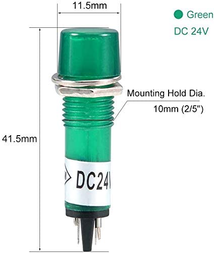 LED indicador de luz piloto verde com fio de 19cm 24V